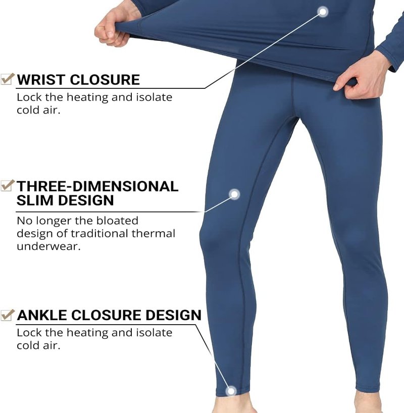 Long Johns Thermal Underwear for Men - Fleece Lined Base Layer Set for Skiing & Winter Activities | Warm & Comfortable