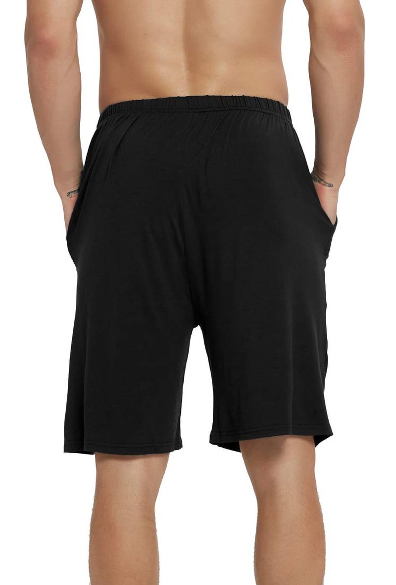 JINSHI Mens Pajama Shorts with Pockets Lightweight Lounge Sleep Shorts Separate Bottoms(L/Black/Navy Blue)