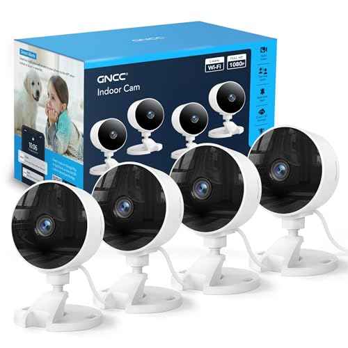 GNCC Cameras for Home Security,Indoor Security Cam,Cat Camera with Phone App,1080P Motion Detection,2-Way Audio,Night Vision,Cloud & SD Card Storage, Works Alexa,Easy Install,Only 2.4G WiFi (4-Pack)