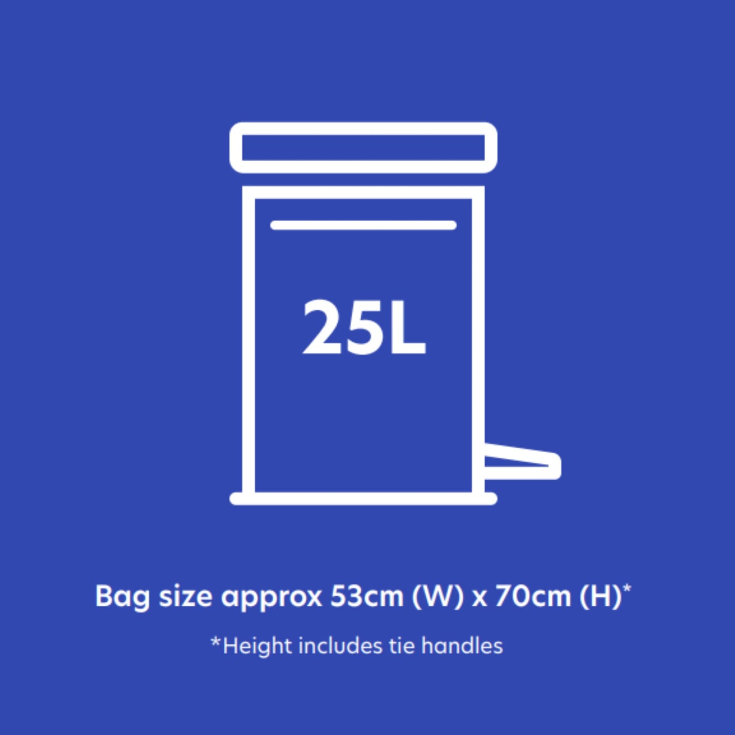 Kordis Strong Tie Handle Pedal Bin Liners - 6 x 30 Bags. 25L White Plastic Bin Bag Liners For Bedroom, Bathroom, Office, Mini Trash Can & Small Bins. 180 Unscented Garbage Bags (53 x 70cm)