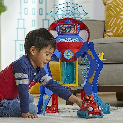 Spidey and His Amazing Friends Web-Spinners Web-Quarters, Kids Playset with Action Figure, Vehicle, and Accessories, Marvel Super Hero Toys, Ages 3 and Up