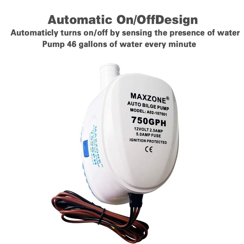 Automatic Submersible Boat Bilge Water Pump 12v 750gph Auto with Float Switch (750 GPH)