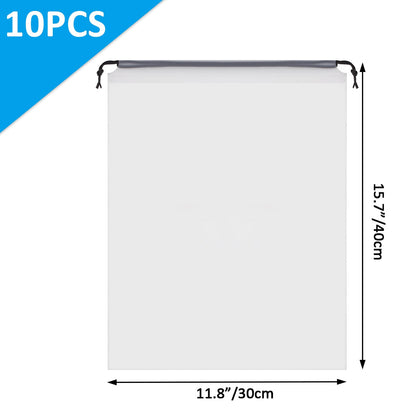 Clear Shoe Bags - 10 PCS, 15.7" x 11.8", Drawstring Travel Shoe Bags for Packing, Waterproof Dustproof Portable Shoe Storage for Men and Women