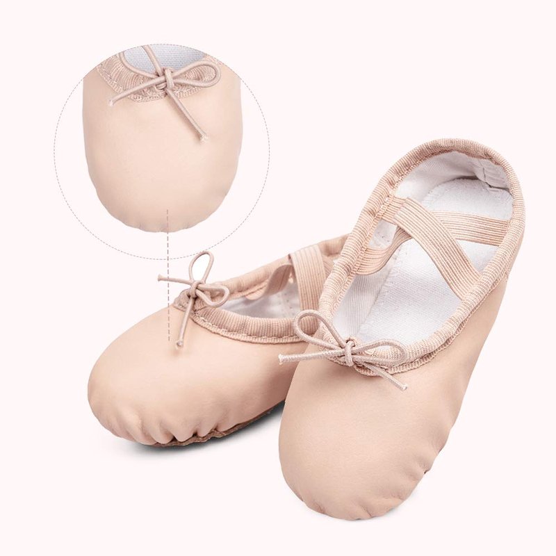 Stelle Ballet Shoes for Girls Toddler Ballet Slippers Soft Leather Boys Dance Shoes for Toddler/Little Kid/Big Kid(Ballet Pink (with Lace), 6MB)