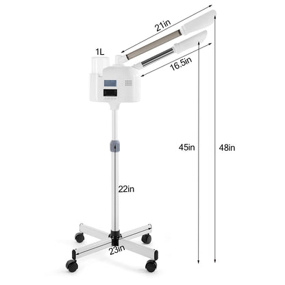 Professional 3 in 1 Facial Steamer Upgrade Esthetician Steamer with hot & Cold Nozzle 5X LED Magnifying Lamp Beauty Salon Spa