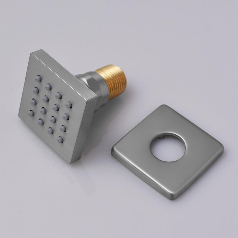 AYIVG Square Brushed Nickel 2 Inch Brass Shower Body Sprays Jet Adjustable Massage Spa Side Sprayer Massage Nozzle Wall Jets