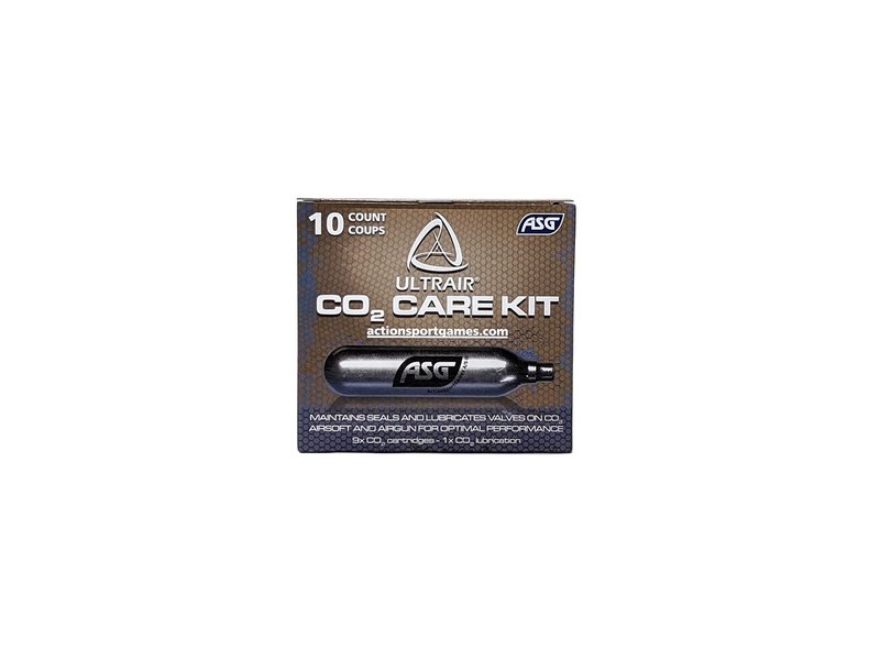 ASG Ultrair 12g CO2 Cartridges | Reliable Power and Precision | CO2 Air Cartridges for BB Pistol, Airsoft Guns, and Airguns, 10 Pack (9 Standard / 1 Lubricated)
