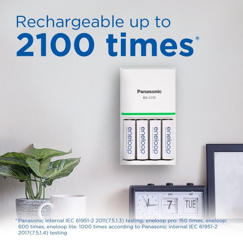 eneloop, AA/Mignon, Rechargeable Battery, Pack of 8, Capacity of 2000 mAh, Ready-to-Use Ni-MH Batteries, 2000 Recharge Cycles, Plastic Free Packaging, Standard, White