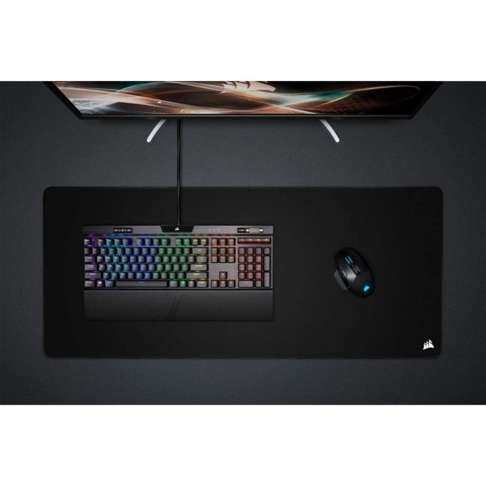 Corsair MM350 PRO Premium Spill-Proof, Stain-Resistant Cloth Gaming Mouse Pad (93 x 40 cm Surface, Micro-Weave Fabric, 4 mm Thick Plush Rubber, Durable Anti-Fray Edges) Extended XL, Black