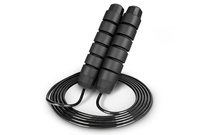 ProsourceFit Speed Jump Rope up to 8 Foot Adjustable Length for Men and Women, Foam Handles, Ultra Light Rope for Boxing, Jumping Exercises and Cardio Workout, Black