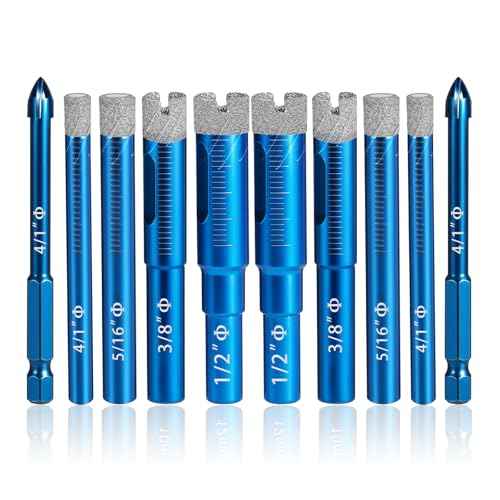 Diamond Drill Bits Set 8PC and 2PC 4-Edge Cross Drill for Versatile Ceramic Drill bit Granite, Hard Tiles Marble, Masonry, Concrete, Glass, Dry Precise Drilling