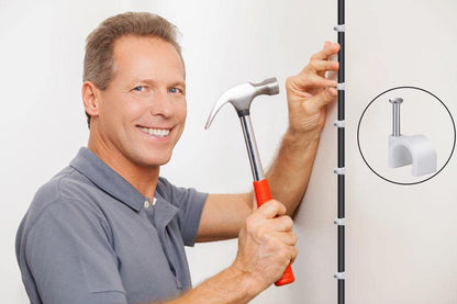 Cable Clips 10mm Nail in Cable Holder Clip 100 Pcs Wire Clips Speaker Tacks for Cords Coax Clamps Ethernet Cord Tacks RG6 RG59 CAT6 RJ45 Wall Wire Organizer