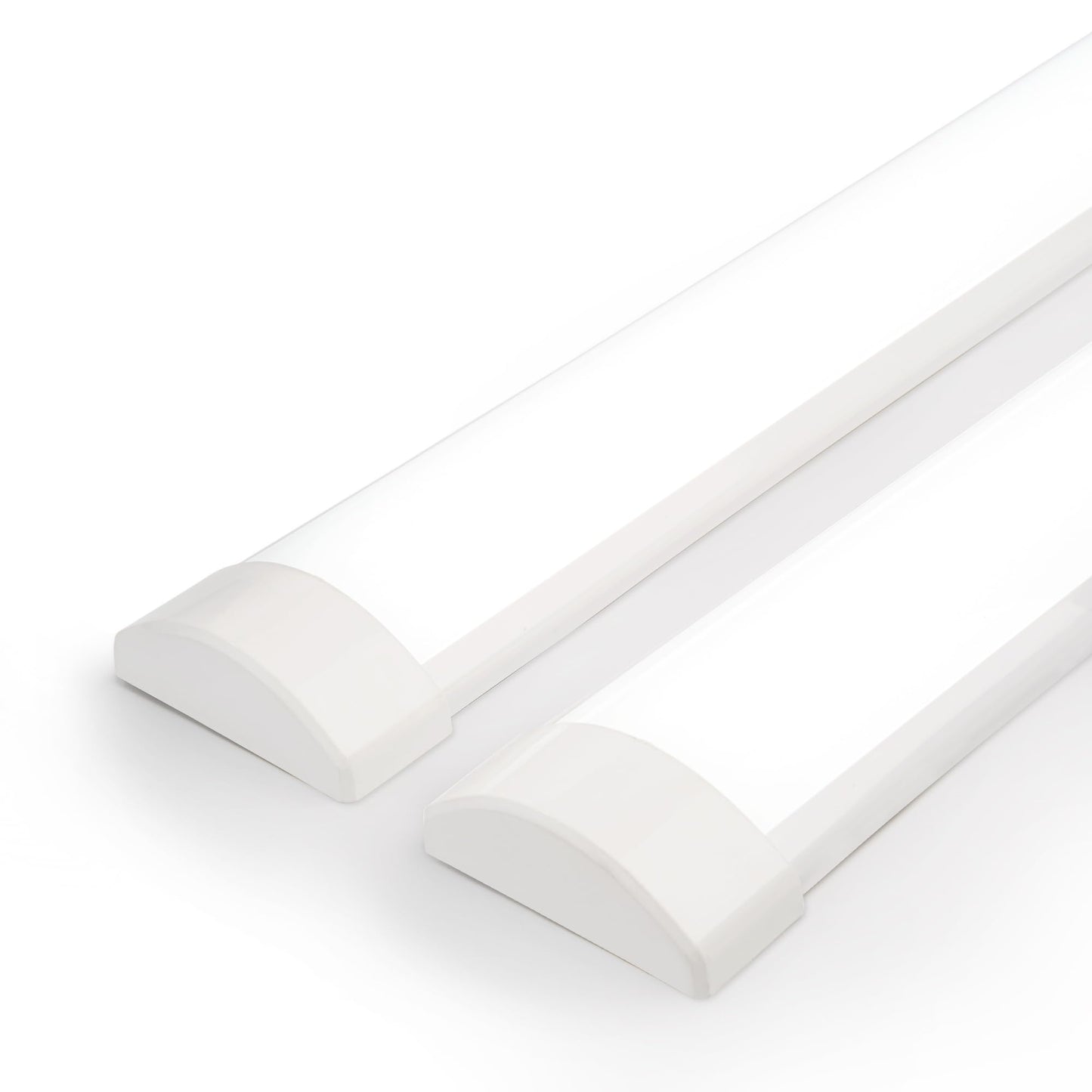 4Ft LED Batten Light, 3550LM 32W 6500K LED Tube Light, 2-Pack Slim Profile Dust-Proof Integrated Housing, Flexible Surface Mounted Linear Ceiling Garage Light, Indoor Use