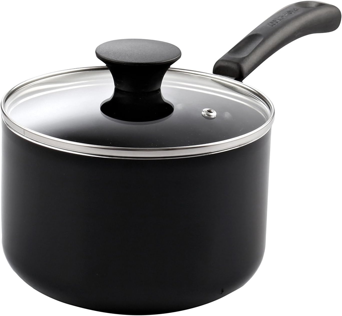 Cook N Home Nonstick Sauce Pan with Glass Lid 2-Qt, Multi-purpose Pot Saucepan Kitchenware, Black, Aluminum