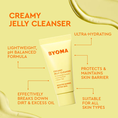 BYOMA So Hydrated Set - Barrier Repair Skincare Set (30ml, 15ml, 15ml) Creamy Jelly Cleanser, Hydrating Face Serum and Ceramide Face Moisturiser for Dry Skin - Anti Wrinkle, Alcohol Free, Vegan