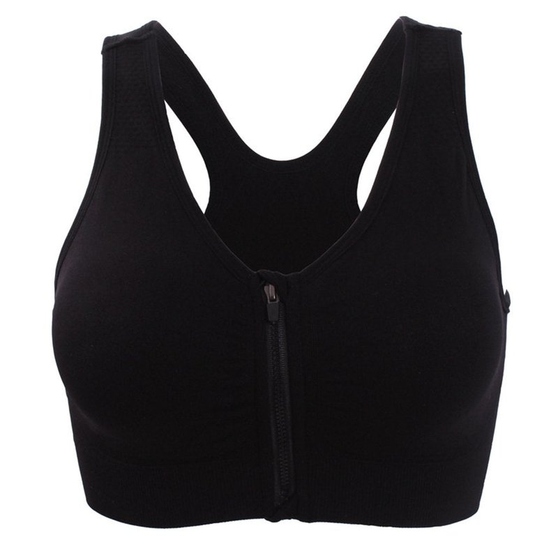 Hiking Gril Women's Zip Front Sports Bra Wireless Post-Surgery Yoga Bras HF L