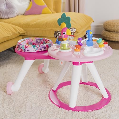 Bright Starts Around We Go 2-in-1 Baby Walker, Discovery Activity Center and Table, Tropic Coral, Ages 6 Months+