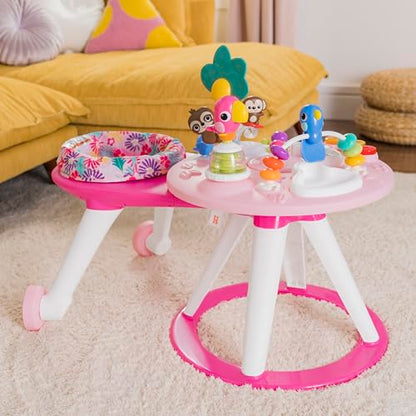 Bright Starts Around We Go 2-in-1 Baby Walker, Discovery Activity Center and Table, Tropic Coral, Ages 6 Months+