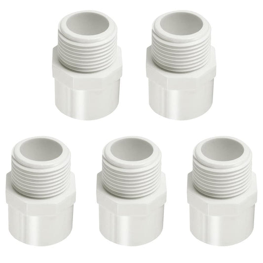 Fitvell 1-1/2" PVC Pipe Fitting Adapter Connector Union Coupling Schedule 40 (Slip Socket x NPT Male Pipe Thread), Pack of 5