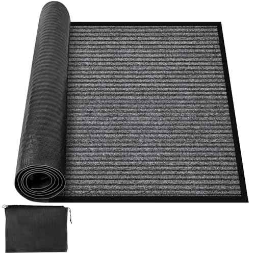 MYFAMIREA Commercial Floor Mat 3' x 4' Extra Large Front Door Industrial Rug Heavy Duty Brush Step Entrance Mat Weather Utility Rug with Non Slip Rubber Backing Low Profile for Entryway, Charcoal Grey