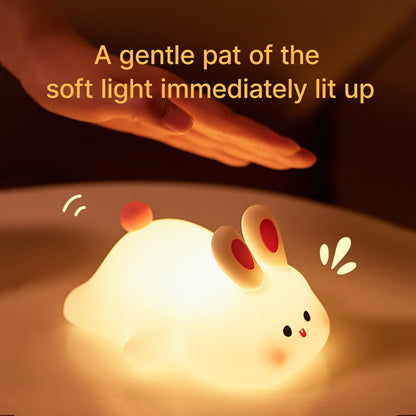 URAQT Bunny Baby Night Light, Portable LED Baby Night Light Kids Night Lamp, USB Chargeable Battery Silicone Kawaii Babys Sleep Lights for Children Kids Baby Boy Gifts Cute Room Decor Bedroom Decor