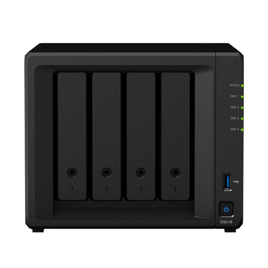 Synology DiskStation DS418 NAS Server with RTD1296 1.4GHz CPU, 2GB Memory, 8TB HDD Storage, 2 x 1GbE LAN Ports, DSM Operating System