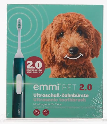 Emmi®-pet 2.0 PRO+ Oral & Skin Care Set Electric Toothbrush Set for Pets. Patented 100% ultrasonic no Brushing Technology deep-Cleans - for Healthier Teeth & Gums & Fresher Breath. Made in Germany.