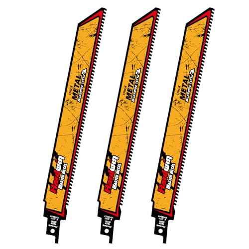 Carbide Reciprocating Saw Blades, 9-Inch 8 TPI ? High-Speed Cutting for Hard Metals, Cast Iron, Alloy Steel. Durable Carbide Teeth, Efficient Cutting. Universal 1/2-Inch Shank, 3-Pack.