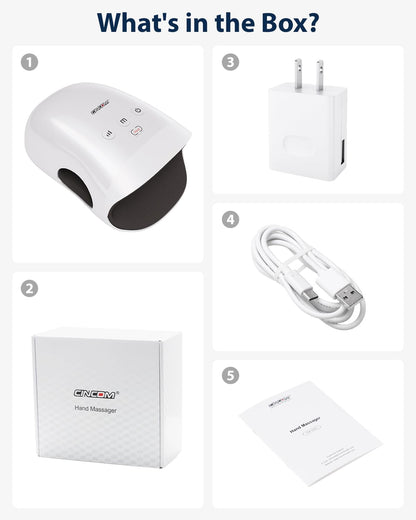 CINCOM Hand Massager - Cordless Hand Massager with Heat and Compression for Arthritis and Carpal Tunnel, Gifts for Women(White)