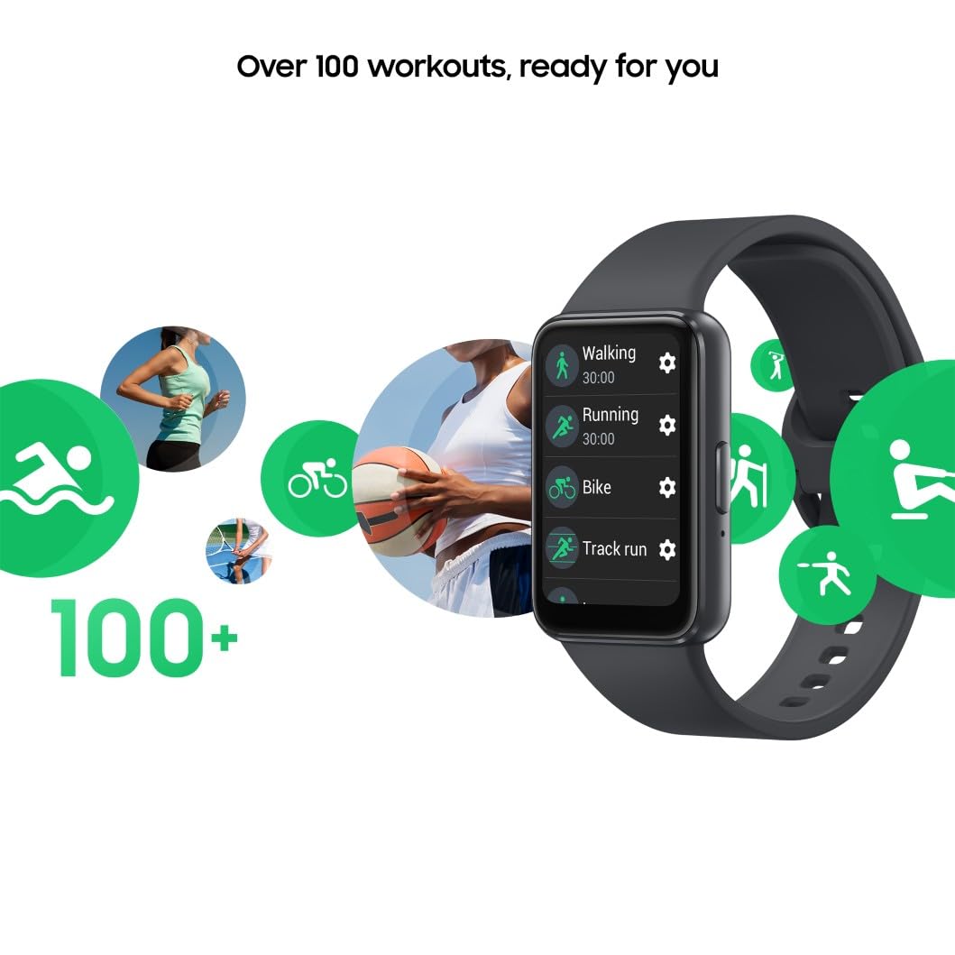 Samsung Galaxy Fit3, Smart Watch, Fitness Tracker, Health Monitoring, Black, 3 Year Samsung Extended Warranty (UK Version)