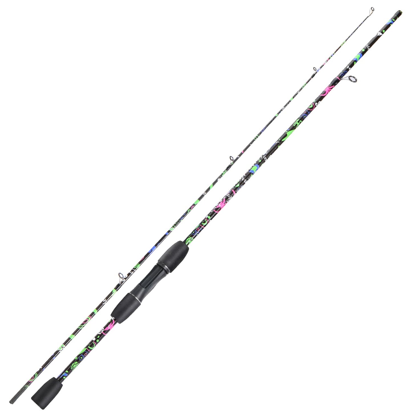Sougayilang Fishing Rod, 2-Piece Fiber Glass Spinning Rod with EVA Grip, Smooth Transition Fishing Pole- 6'0"