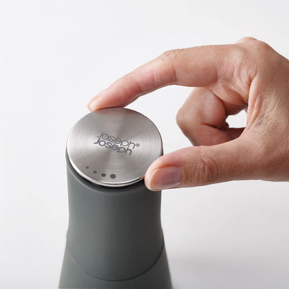 Joseph Joseph Milltop Non-Spill Salt and Pepper Mill Set Refillable with Ceramic Grinding, White/Grey, 24