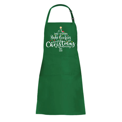 Funny Christmas Baking Apron for Women Men, Holiday Baking Gifts for Bakers, Green Xmas Kitchen Cooking Aprons with 2 Pockets, Cute Christmas Apron Gifts for Mom Wife Sister Husband Girlfriend