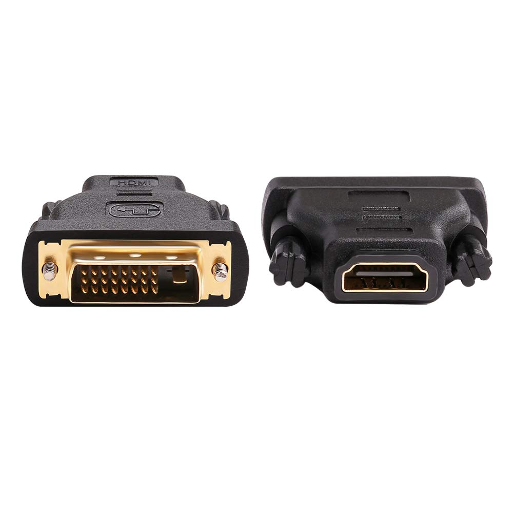 DTech DVI to HDMI Adapter DVI Male to HDMI Female Bi-Directional DVI-D Port Converter 4K 1080P Gold Plated Connector