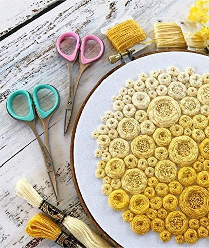 Beaditive Sewing and Embroidery Scissors Set (2 Pc.) Curved and Straight, Sharp, Stainless-Steel Design | Precision Tips, Ergonomic Rubber Handle Grip | Small, Compact DIY Use (1 Curved, 1 Straight)