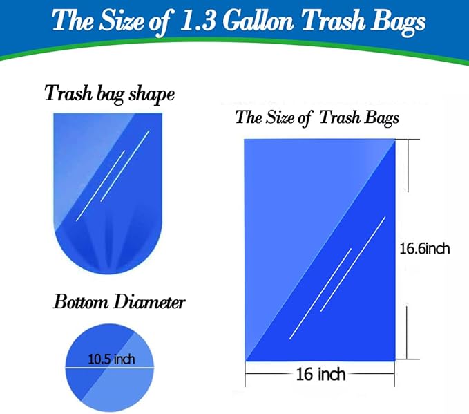 1.3 Gallon 120 pcs Small Clear Trash Bags, Strong 1.2 Gallon 1.3 Gallon Garbage