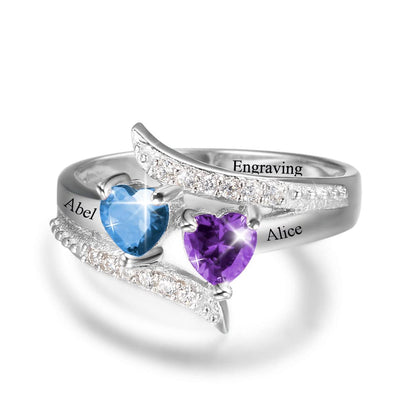 Lam Hub Fong Personalized Mothers Day Gifts Birthstone Rings for Women Mother Daughter Promise Rings for Her Custom Engagement Name Rings for Her Girlfriend Wife (2 Birthstones-1, 10)