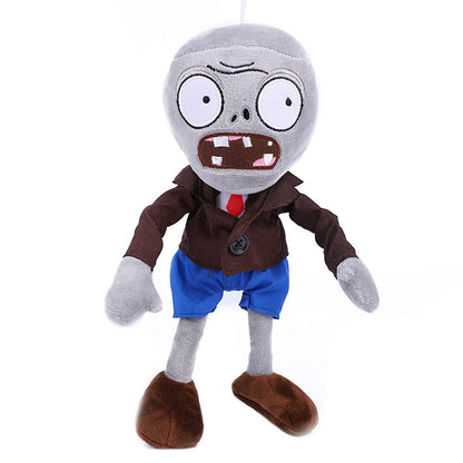 JHESAO 12" PVZ Plush Zombies Brown Coat Toys Soft Doll Gray