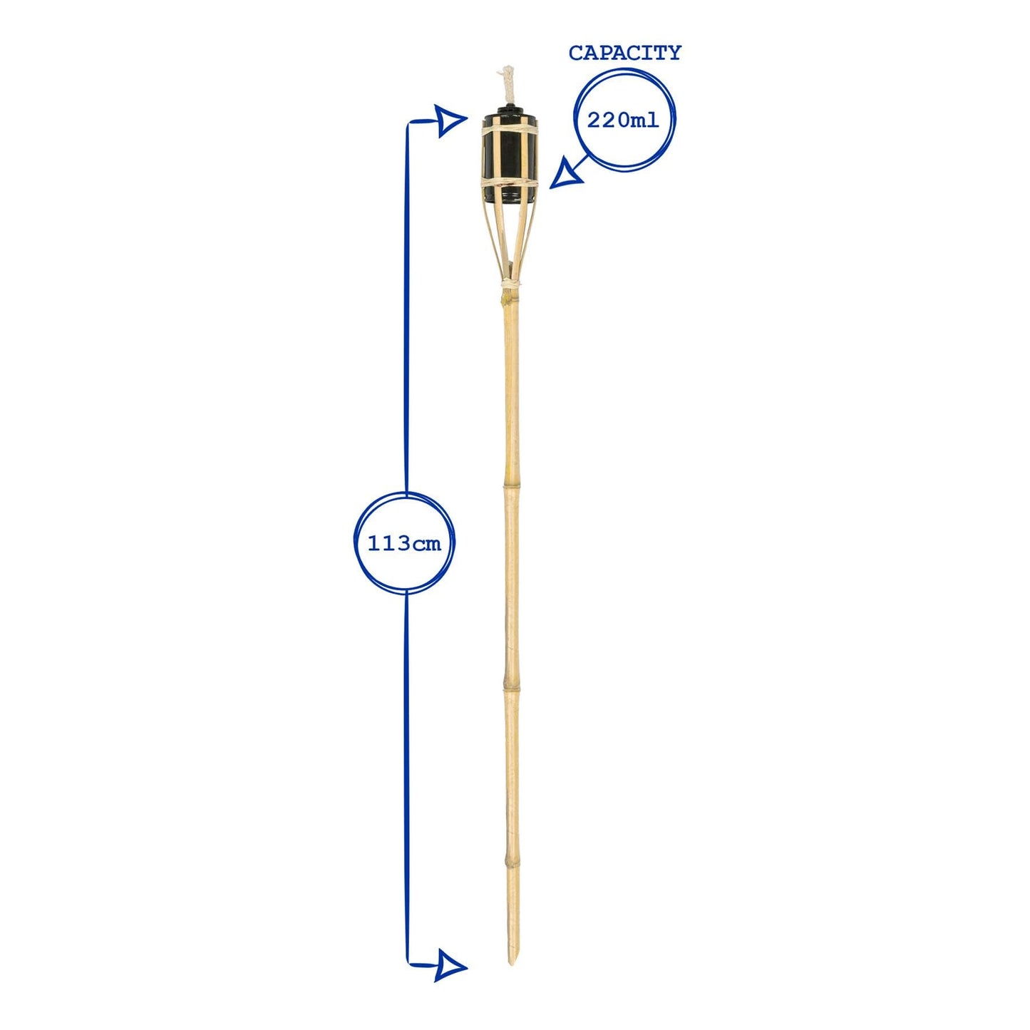 Harbour Housewares 6X Natural 113cm Bamboo Garden Fire Torches - Outdoor Paraffin Lamp Oil Burner Tiki Candle Flame Lantern Stake Light