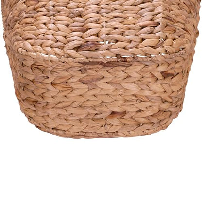 Household Essentials ML-4002 Tall Water Hyacinth Wicker Basket with Handles | Natural, Brown, Natural