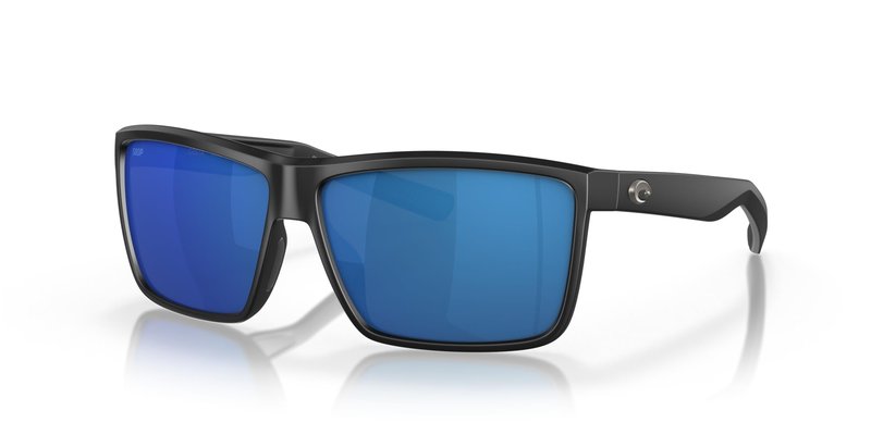 Costa Man Sunglasses Matte Black Frame, Blue Mirror Lenses, 60MM