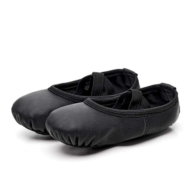 Stelle Ballet Shoes for Girls Toddler Ballet Slippers Soft Leather Boys Dance Shoes for Toddler/Little Kid/Big Kid(Black, 13ML)