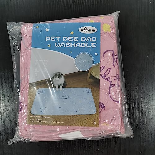 IEUUMLER Washable Pee Pads for Dogs, 2 Pack Waterproof & Non-Slip Pack Whelping Pad, Reusable Washable Puppy Potty Training Pad with Fast Absorbent for Playpen FC013 (60*45 cm-2 pcs,Pink)