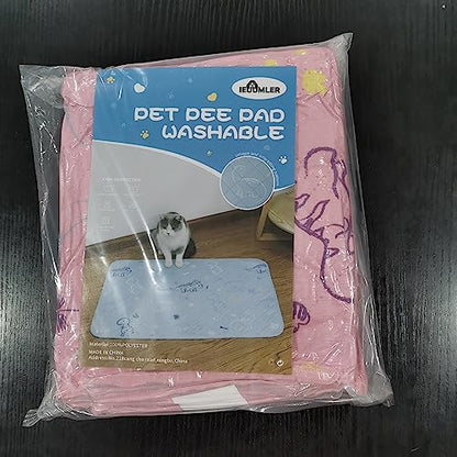 IEUUMLER Washable Pee Pads for Dogs, 2 Pack Waterproof & Non-Slip Pack Whelping Pad, Reusable Washable Puppy Potty Training Pad with Fast Absorbent for Playpen FC013 (60*45 cm-2 pcs,Pink)