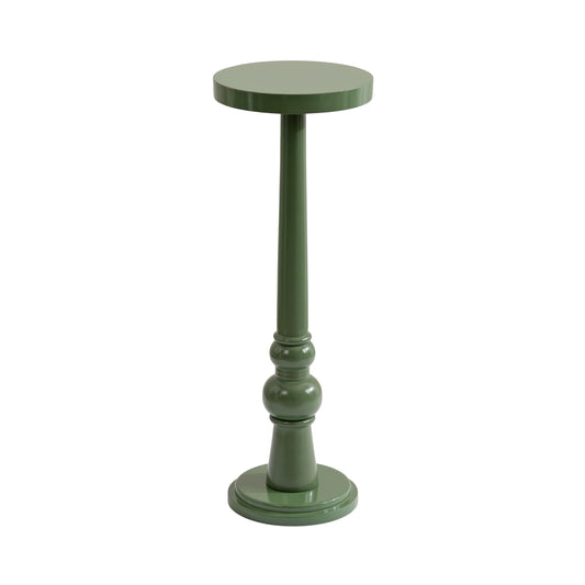 Kate and Laurel Wegner Transitional Wooden Round Drink Table, 8 x 8 x 23, Gloss Green, Modern Durable Pedestal Table for Use as Indoor Plant Stand, or Decorative Living Room Decor Accent