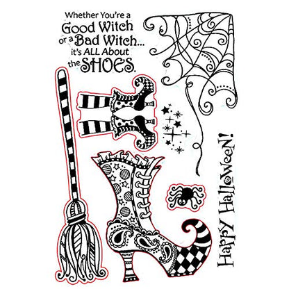 Halloween Witches Shoes Metal Cutting Dies Stamps Set for Card Making Scrapbooking Paper Cards Making Crafts Metal Die-cuts Template Embossing Handmade Crafts Clear Rubber Stamps Photo Album Decor