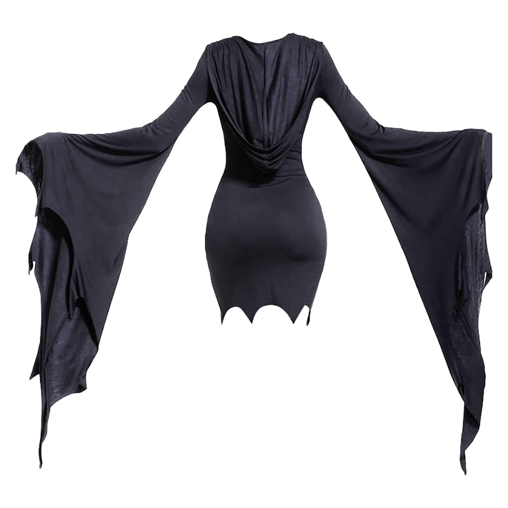 Mingyuezai Women Scream Costume Ghostface Costume Bat Sleeve Robe Dress(BlackBat,S)