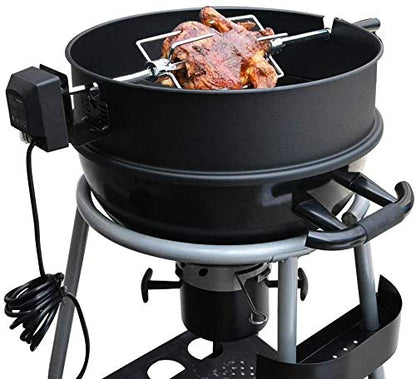 Onlyfire BRK-6025 Enamelled Rotisserie Ring Kit Fits Weber 57CM Charcoal Kettle Grill with Electric Motor for UK fits Most Others 57 CM Kettle BBQ