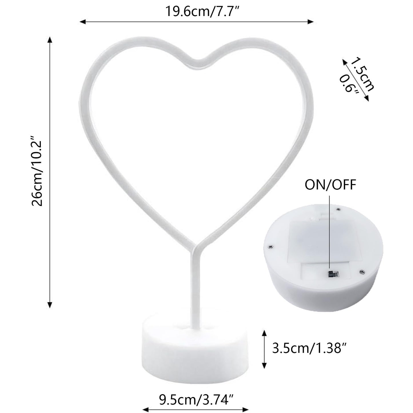 BHCLIGHT Pink Heart Neon Sign, Valentines Day LED Neon Light Battery Operated or USB Powered Valentines Pink Heart Lights, Table Lamp for Galentines Day Decorations, Wedding, Gifts for Women, Lover