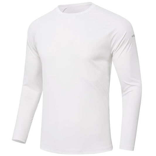 Men's Long Sleeve Rash Guard Swim Shirts UPF 50+ Sun Protection Dry Fit T-Shirt Athletic Tops for Running Hiking Fishing White XL